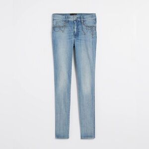 WhiteHouseBlackMarket HighRise Everyday Stretch Embellished Skinny Jeans 12S Nwt